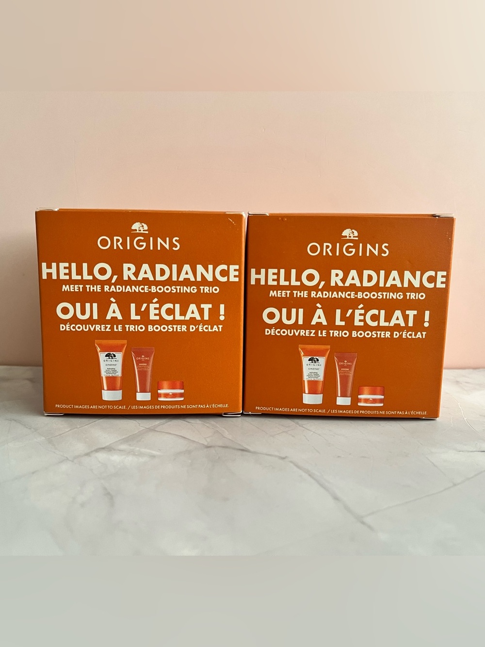 2 boxes Origins HELLO, RADIANCE Meet The Radiance-Boosting Trio